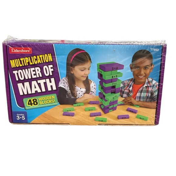 New Lakeshore Multiplication Tower Of Math Learning Toy 48 Wooden Blocks - Picture 1 of 3